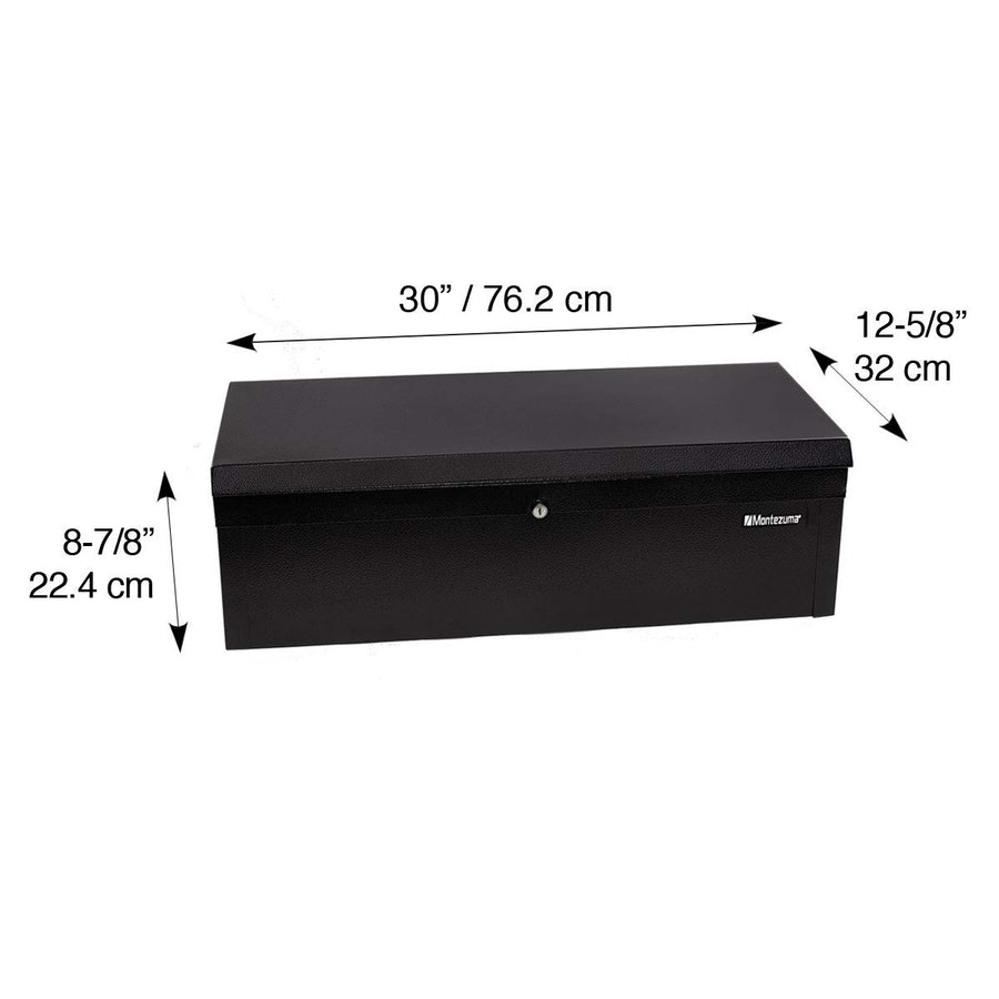 30" Montezuma Steel Portable and Lockable Tool Storage Utility Box with Handles, Black