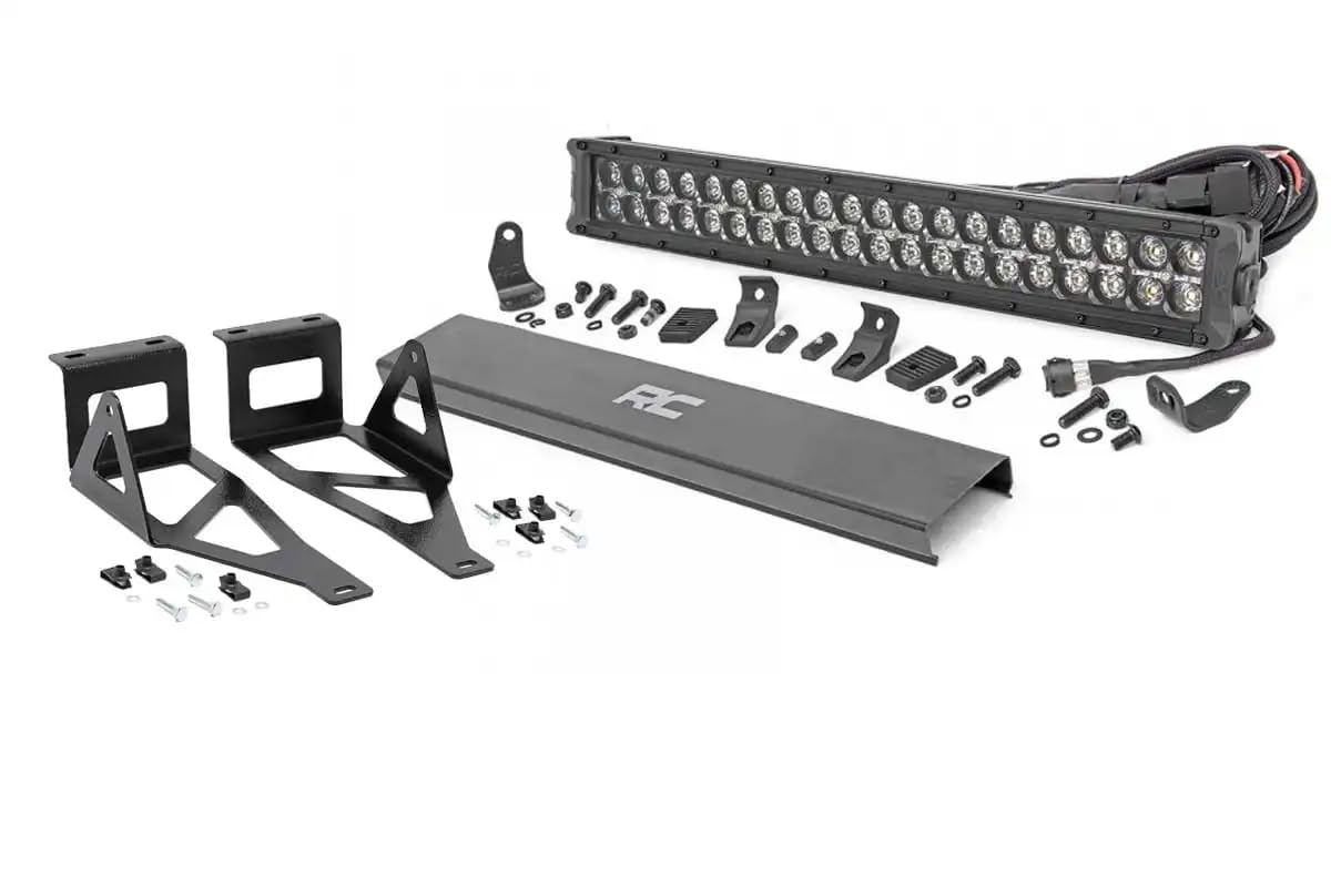 20" LED Light Bar Bumper Kit Rough Country for Ford F250/F350 Super Duty (2005-2007) - 20-in Black Series LED Bar, Amber DRL