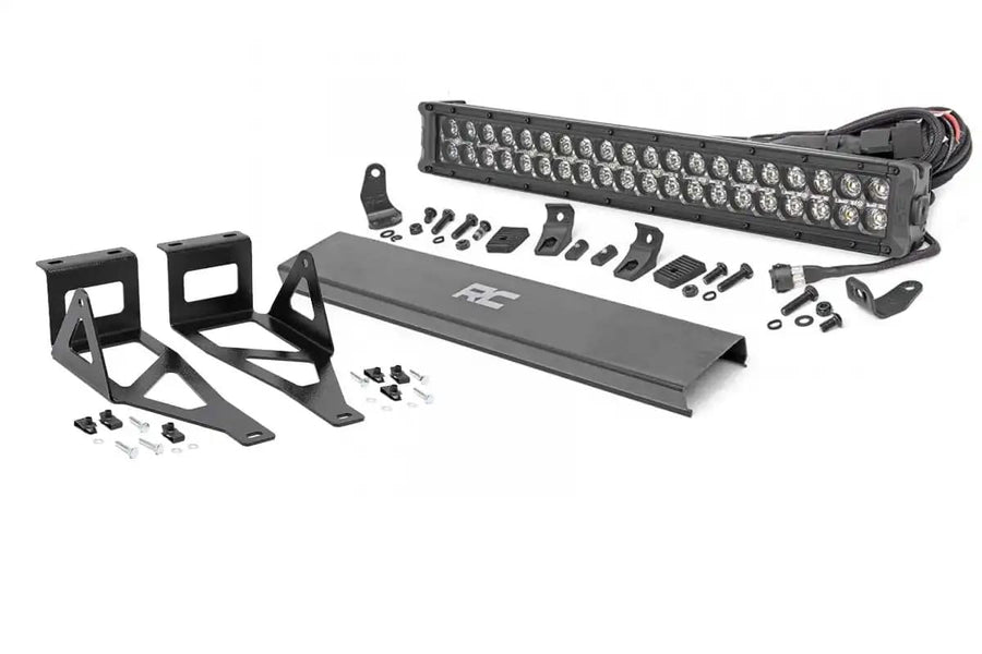 20" LED Light Bar Bumper Kit Rough Country for Ford F250/F350 Super Duty (2005-2007) - 20-in Black Series LED Bar, Amber DRL