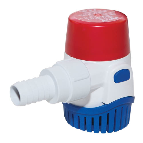 Rule 24DA Standard Bilge Pump - Not Automatic, Submersible, Marine Bilge Pump for Boats with Thermal Cut-Off, Check Valve, Low Amperage, 3/4" Threaded Ports, Ideal Boat Accessories - 360, 12V