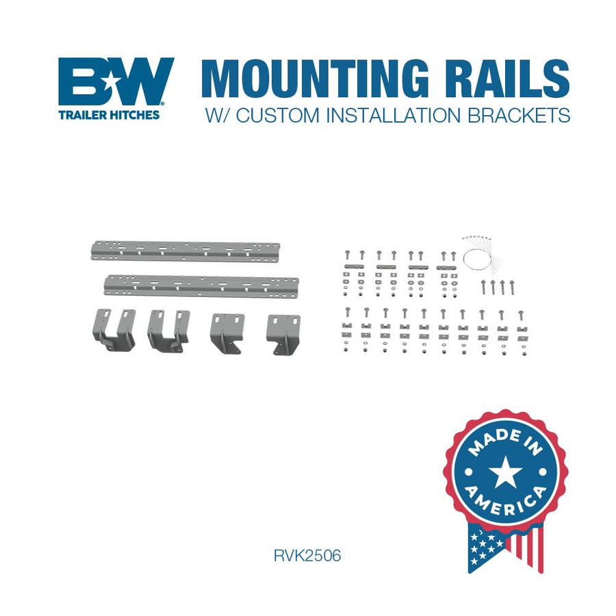 B&W Trailer Hitches Universal Mounting Rails Fifth Wheel Hitch with Custom Installation Brackets - RVK2506