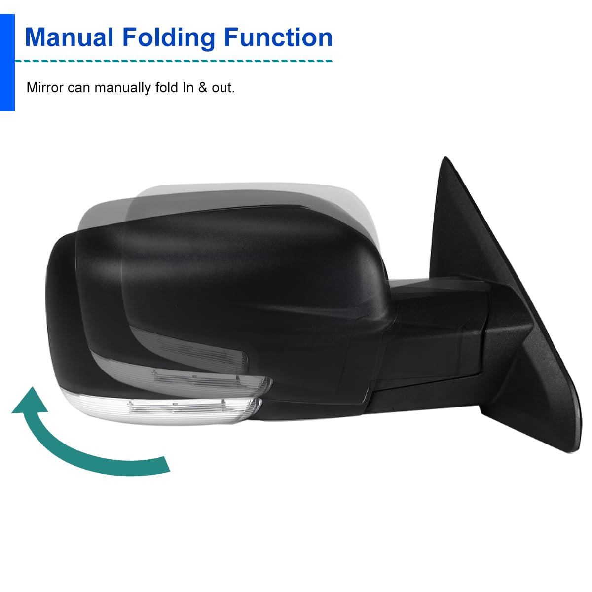 Spec-D Tuning Right Passenger Side Heated Foldable LED Signal Mirror Compatible with 2009-2012 Dodge Ram 1500