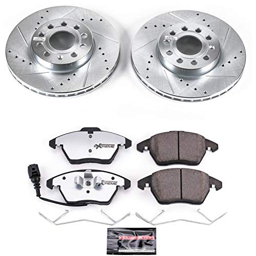 Power Stop K4623-26 Z26 Carbon Fiber Brake Pads Front with Drilled & Slotted Brake Rotors Kit For Audi A3, VW Beetle, VW Golf, VW Jetta, VW Rabbit [Model Specific]