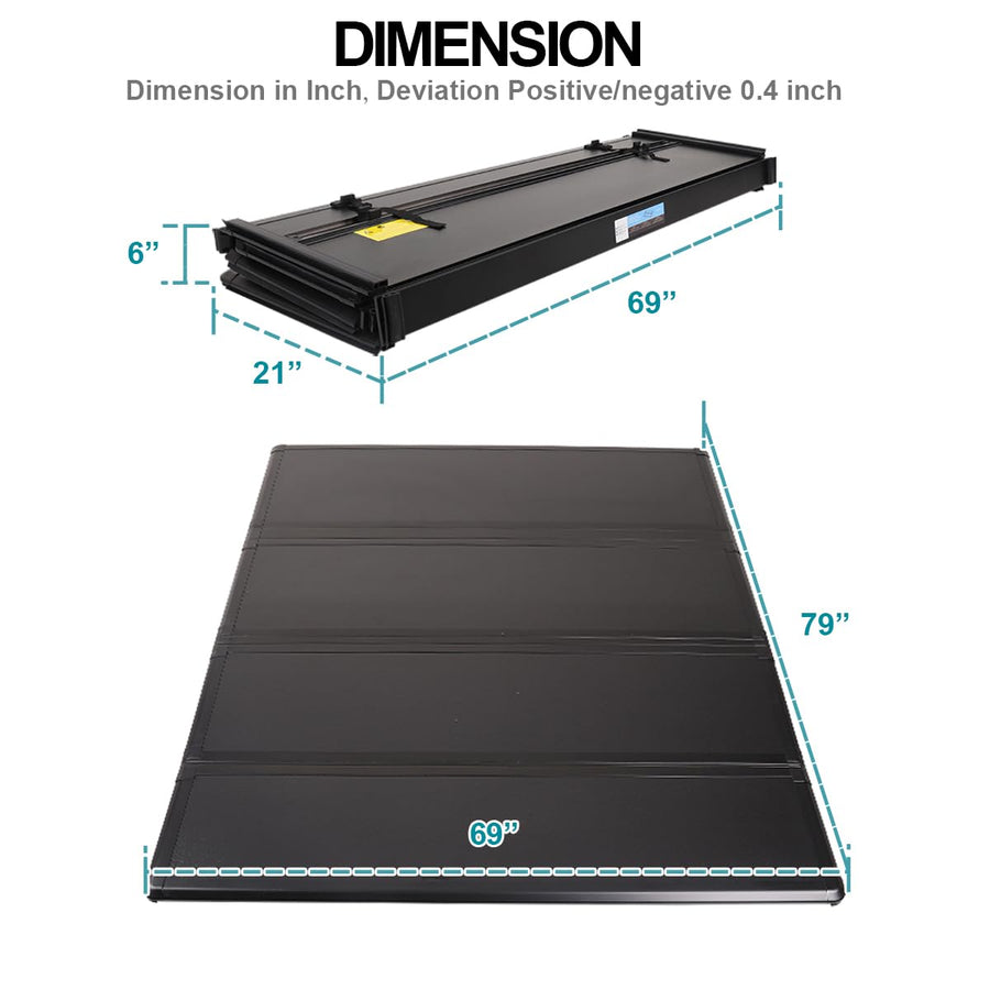 Hard Quad Fold Tonneau Cover Spec-D Tuning Compatible with 2004-2015 Nissan Titan 6'6" Bed W/Or W/Out Utilitrack
