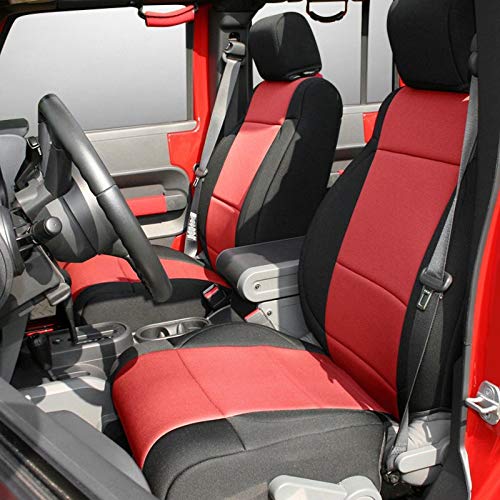 Seat Cover Kit, Black/Red | Rugged Ridge | 13295.53 | Fits 2007-2010 Jeep Wrangler JKU 4-Door