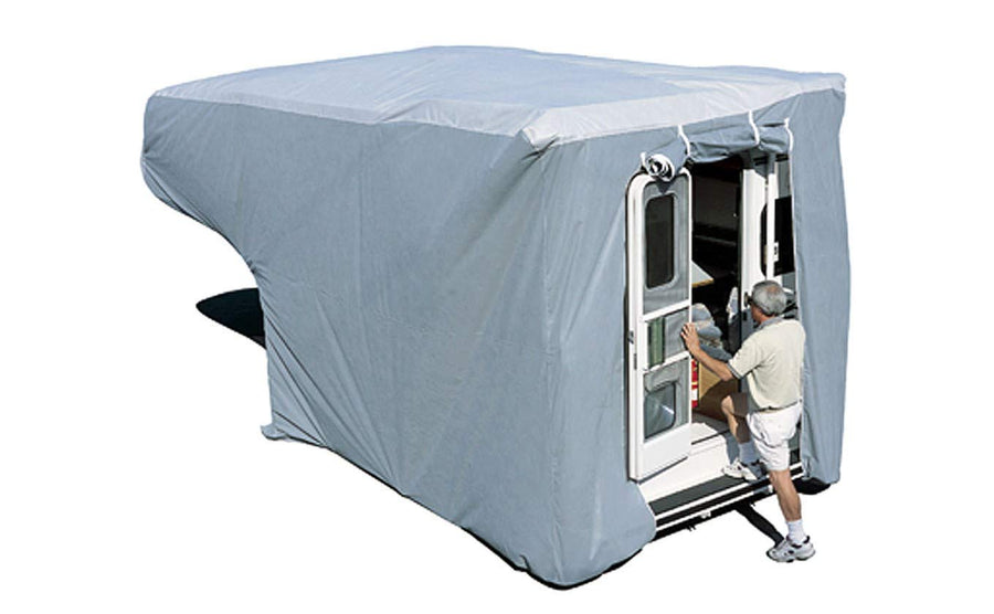 ADCO 12264 Truck Camper Cover SFS Aqua Shed - 8' to 10' Queen Bed, Gray, Medium - Queen 193 Inch -213 Inch