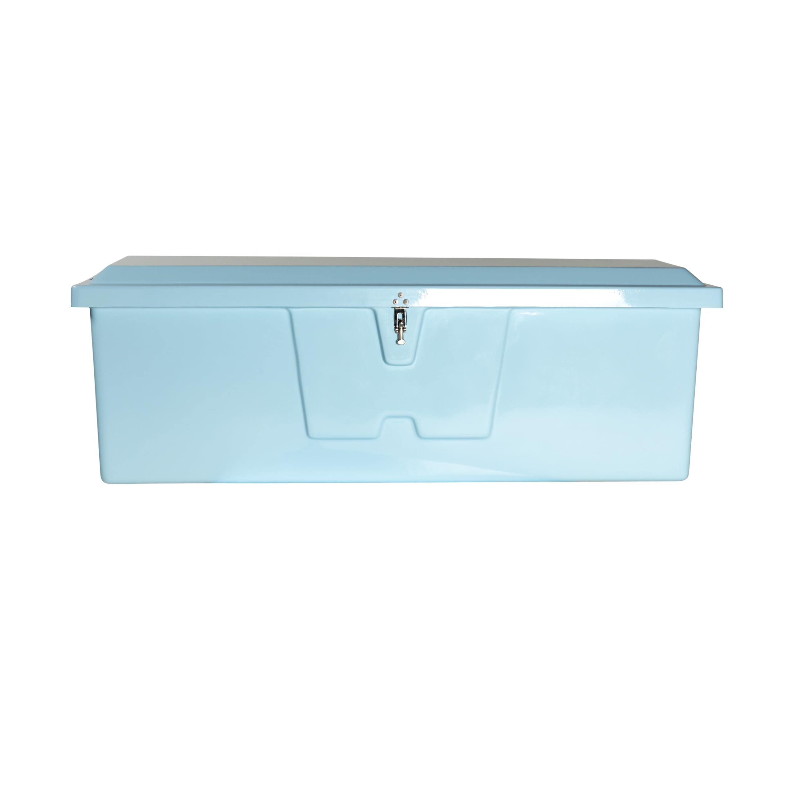 Taylor Made Standard Stow N’ Go Fiberglass Dock Box, Medium (24"H X 72"W X 23"D), Ice Blue, Smooth Interior Finish, Lockable Latch, Stainless-Steel Hardware - 83552IB