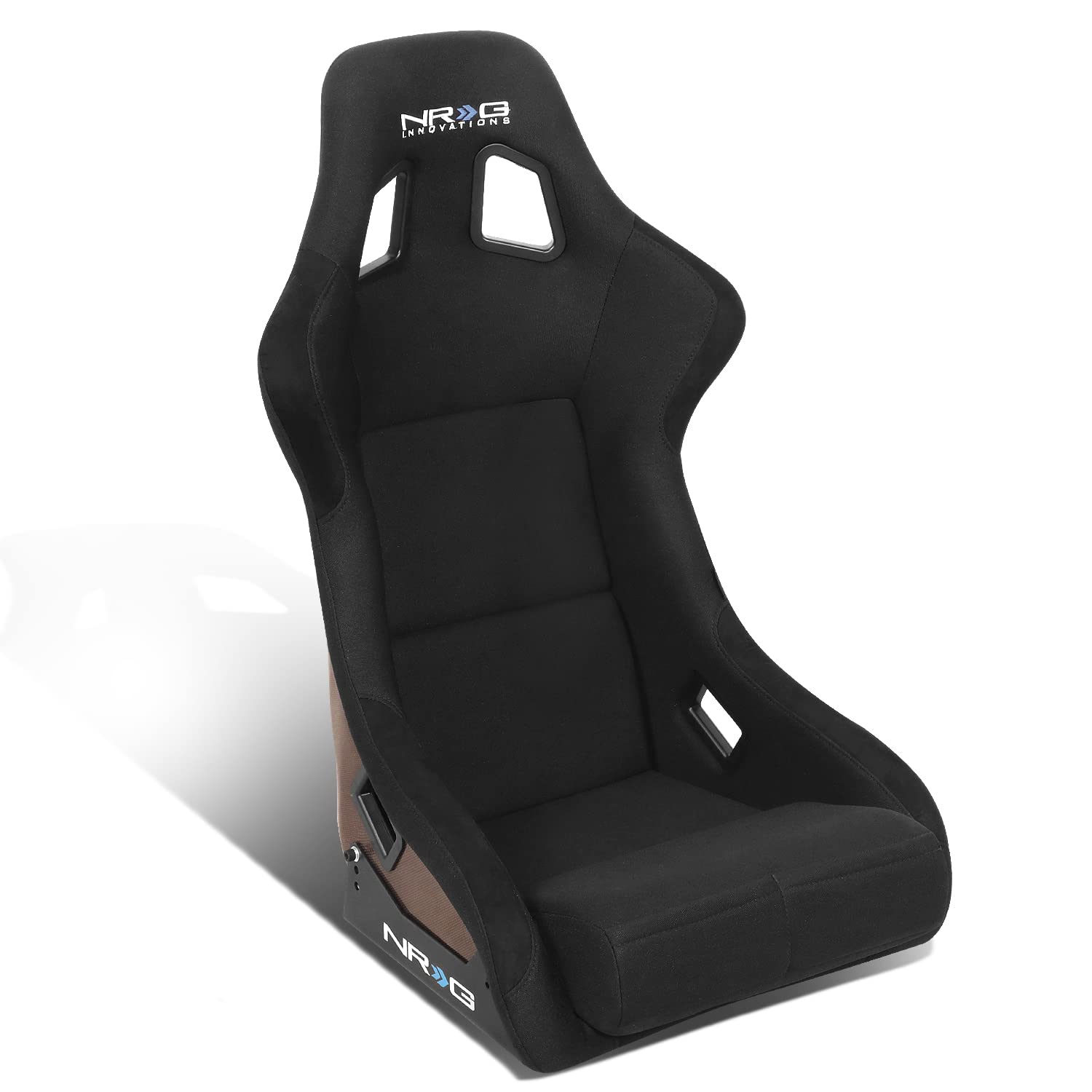 NRG Innovations Fixed Back NRG-RSC-302CF-RD Bucket Racing Seat with Universal Side Mount Bracket,Red Carbon Fiber Back, Black/Red