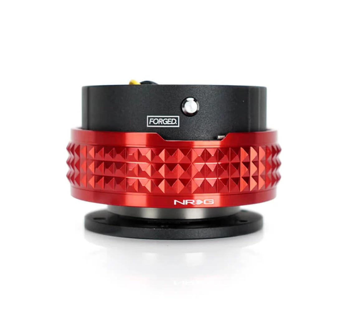 NRG Innovations Gen 2.1 Race Steering Wheel Quick Release Kit Adapter, Black Body/Red Pyramid Ring NRG-SRK-210BK-RD