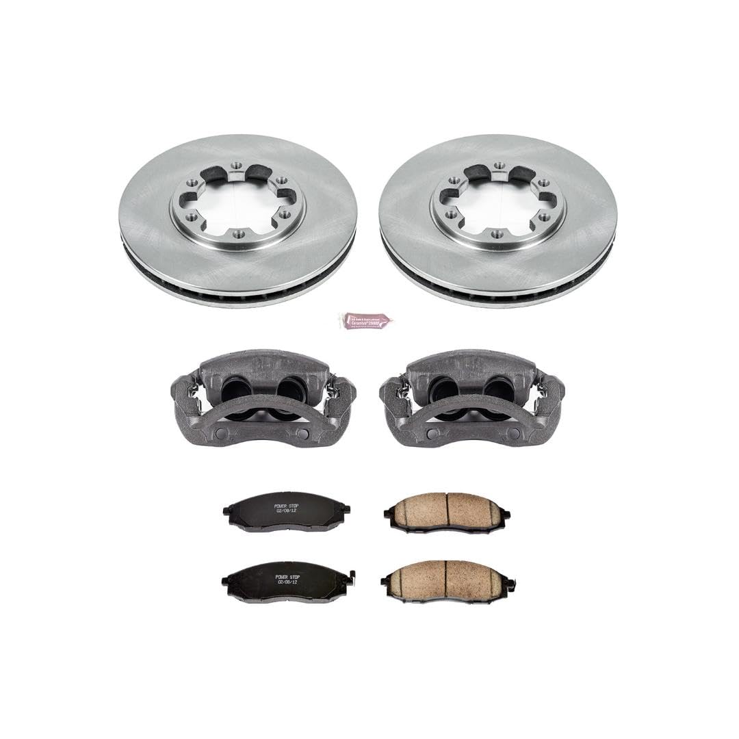 Power Stop KCOE1176 Replacement Autospeciality Front Caliper Kit- OE Rotors, Ceramic Brake Pads, Calipers For Nissan Frontier 2003-2004, Nissan Xterra 2000-2004 [Model Specific]
