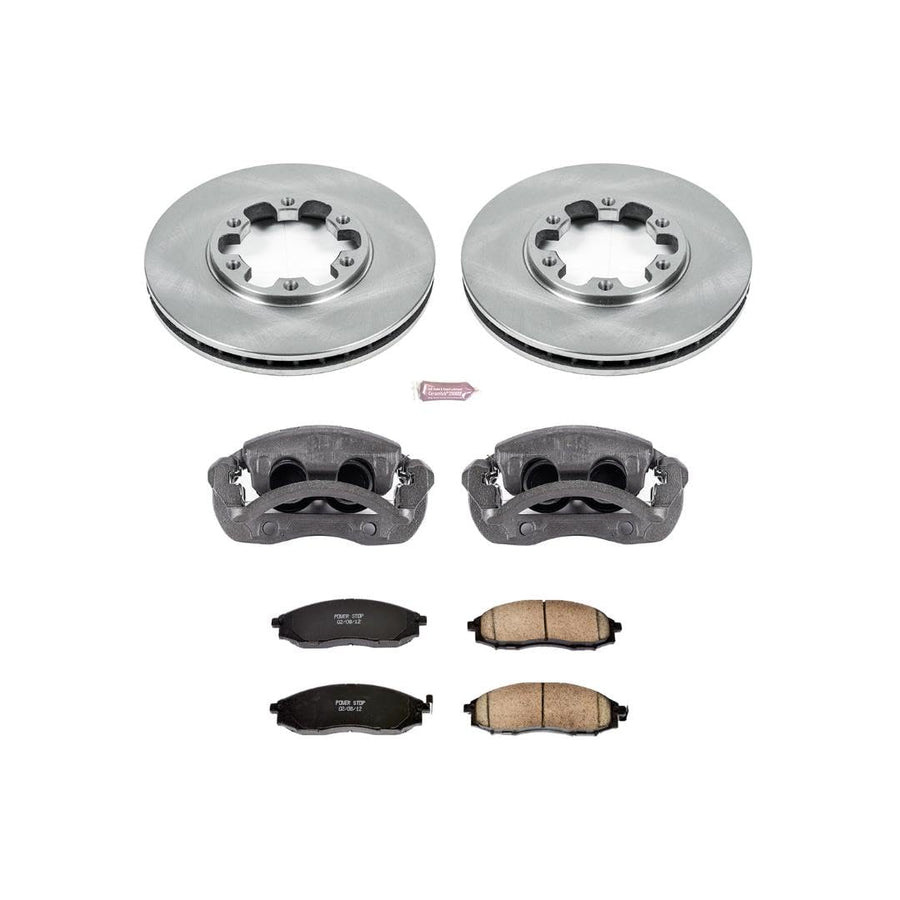 Power Stop KCOE1176 Replacement Autospeciality Front Caliper Kit- OE Rotors, Ceramic Brake Pads, Calipers For Nissan Frontier 2003-2004, Nissan Xterra 2000-2004 [Model Specific]