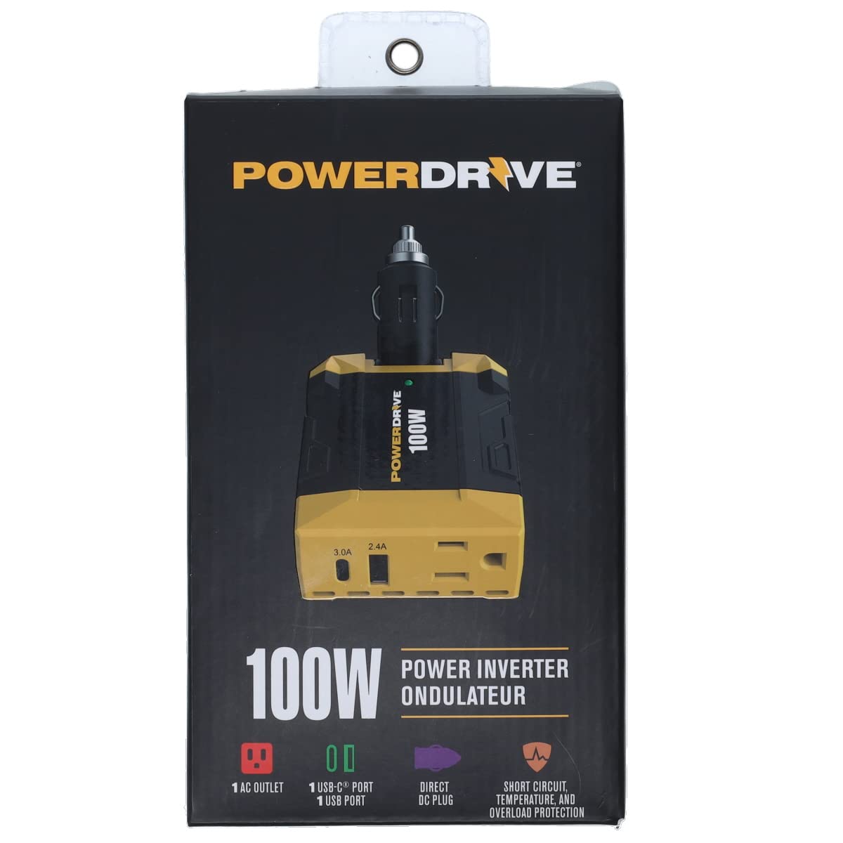 100 Watt PowerDrive PWD100D Inverter 12v DC to 110v AC Converter Car Plug Adapter with 2 Ports