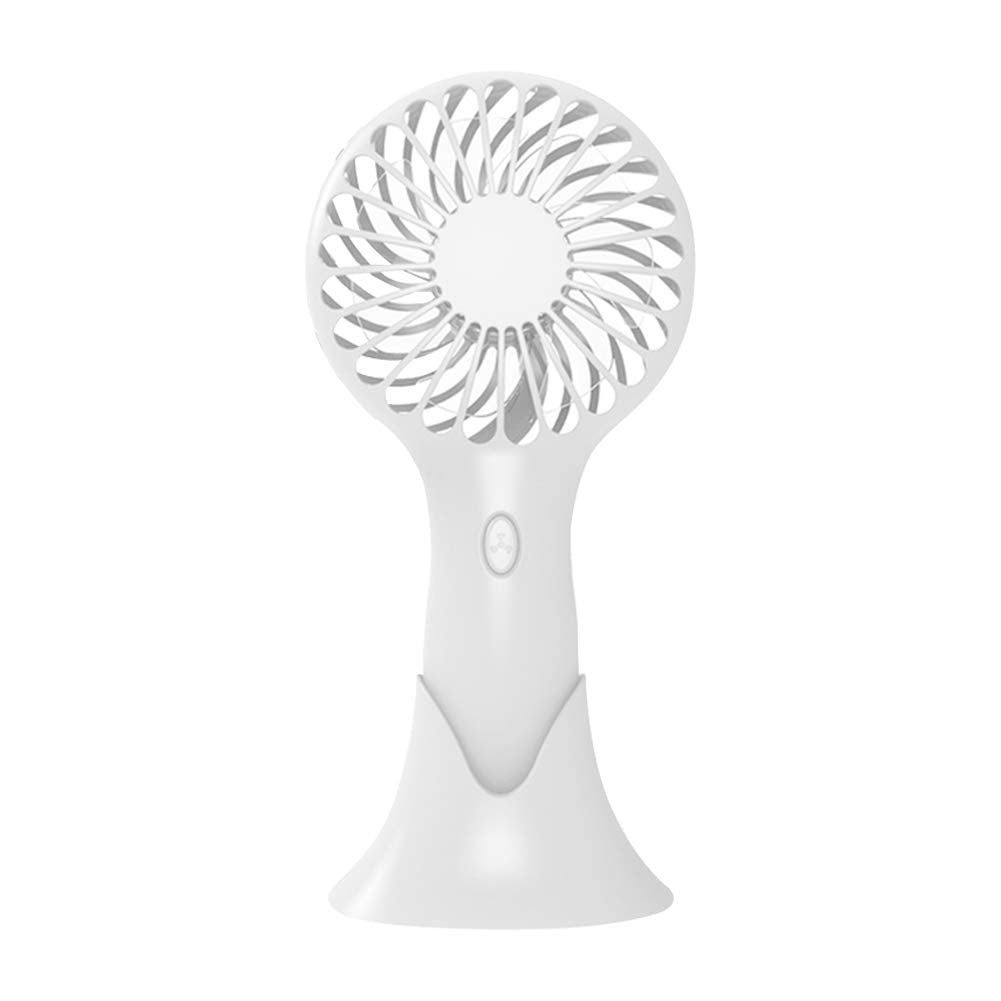 Mini Hand Held Fan, Handheld Fan with USB Rechargeable Battery, 3 Speed Setting Desk Table Fan with Base, Strong Wind, Quick Charge, for Home, Office, Travel and Sport