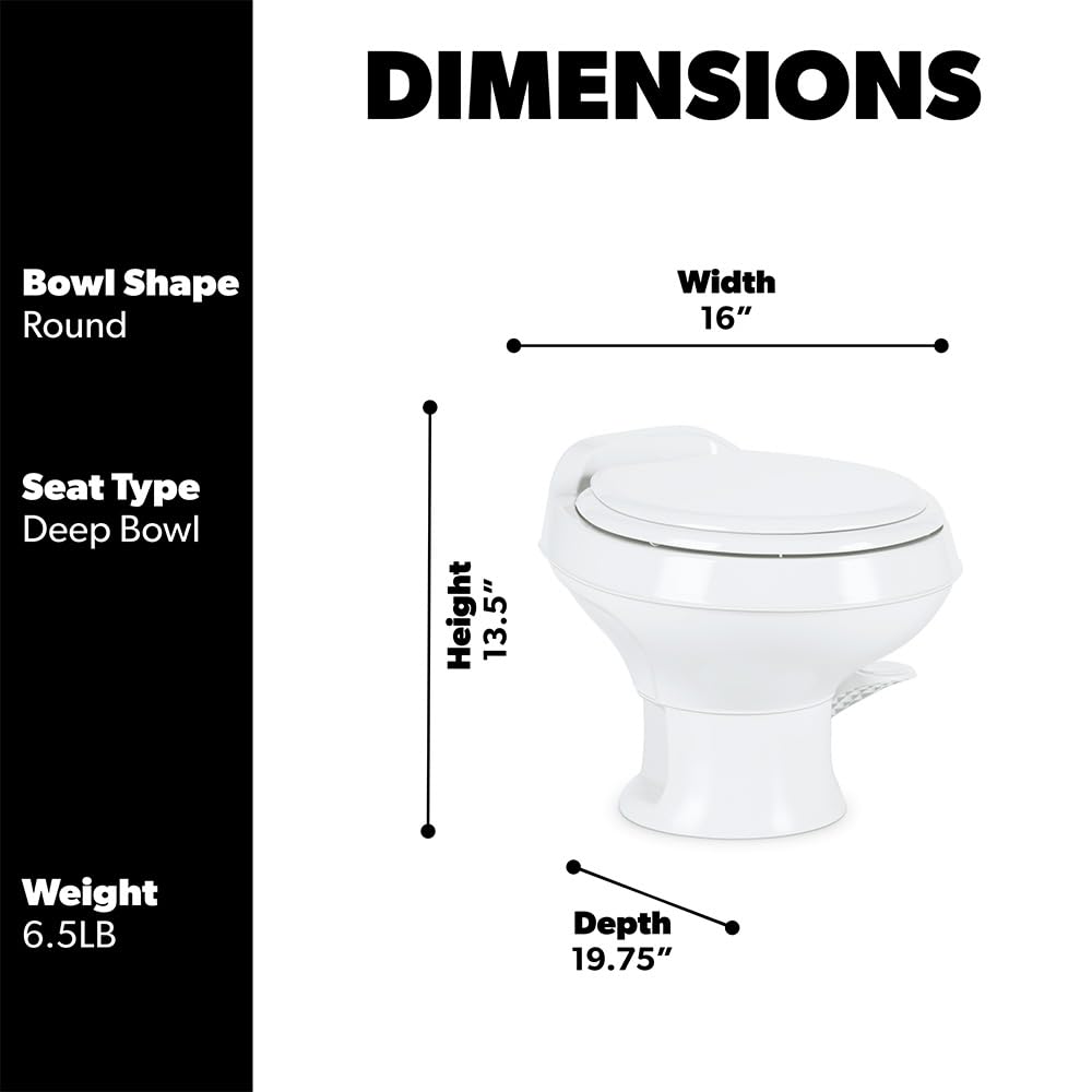 White Dometic 301 Low Profile Toilet for RV