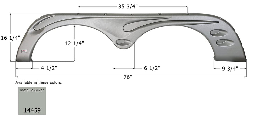Fender Skirt ICON 14459, Tandem, Forest River, FS4459, Met. Silver, LH