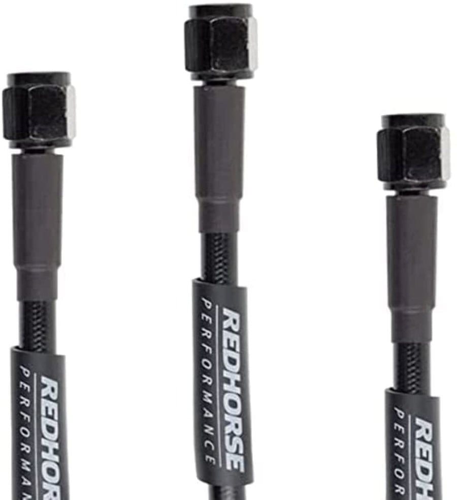 Performance Red Horse 3302-04-48 Straight -4 To Straight -4 48" Pre-Assembled Brake Line-Black
