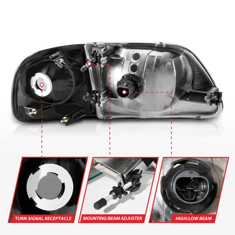 CRYSTAL FORD F-150 HEADLIGHTS BLACK W/PARKING LIGHTS 97-03