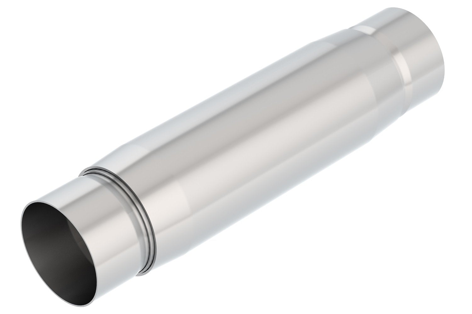 BORLA Resonator 400939 CrateMuffler - 3" Center Inlet/ 3" Center Outlet 4" Round x 10" Long Body 14" Overall Length. Universal Part. Reversible Design.