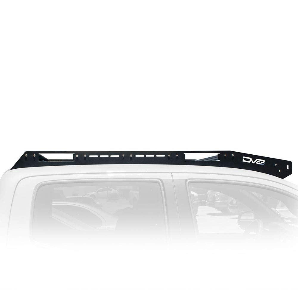 Slotted Aluminum Roof Rack | DV8 Offroad | Compatible with 2016+ Toyota Tacoma Double Cab | Optional Light Mounts | Black Finish