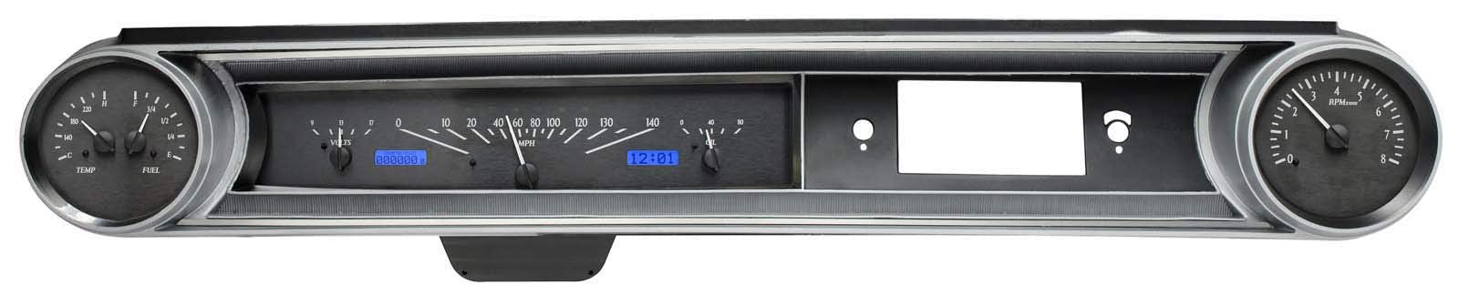 Dakota Digital VHX 65 Chevy Impala Analog Dash Gauges Instruments Black Alloy Blue VHX-65C-IMP-K-B