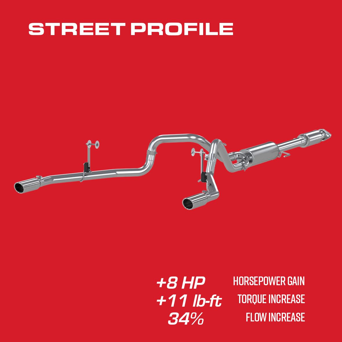 Dual Rear MBRP S5258409 T409 2 1/2" Cat Back
