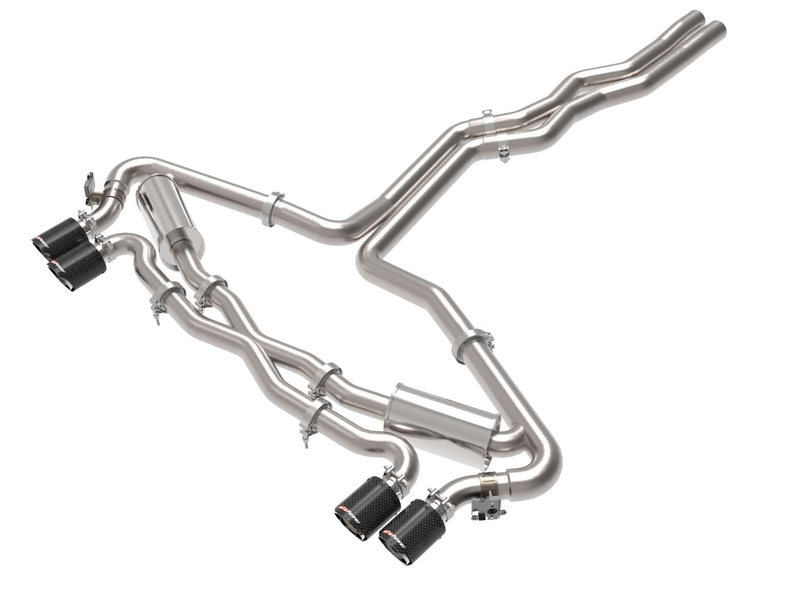 aFe Power 3 IN to 2-1/2 IN MACH Force-Xp Stainless Steel Cat-Back Exhaust System Carbon Fit Audi RS6 Avant 20-22 V8-4.0L (tt) 49-36448-C