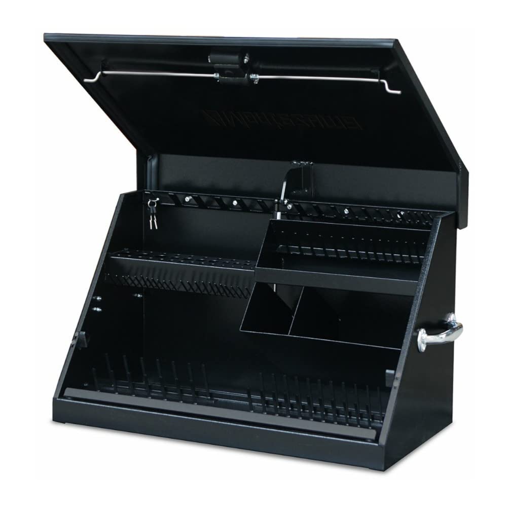 ME300B – Montezuma – 30-Inch Portable TRIANGLE Toolbox – Multi-Tier Design – 16-Gauge Construction – SAE and Metric Tool Chest – Weather-Resistant Toolbox – Lock and Latching System, Black, 30" Wide x 15" Deep