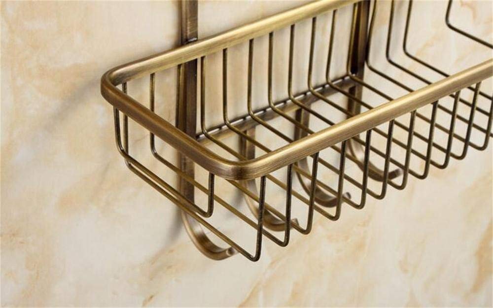 Antique doubledeck basket bathroom shelf/Corner Shelf BTBT, brass, wallmounted, drawing process，29.5 * 13 * 49cm Bathroom Shelf