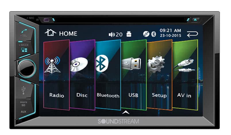 Bluetooth Soundstream VR-624B in-Dash Double DIN DVD/CD/AM/FM Car Stereo Receiver with 6" Screen