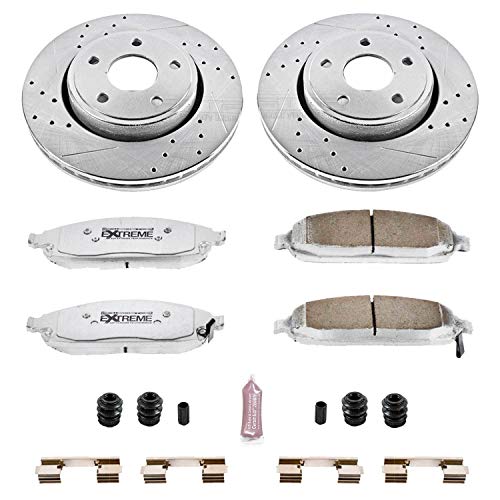 Power Stop K2219-26 Z26 Carbon Fiber Brake Pads with Drilled & Slotted Brake Rotors Kit For Jeep Commander 2006-2010, Jeep Grand Cherokee 2005-2010 [Model Specific]
