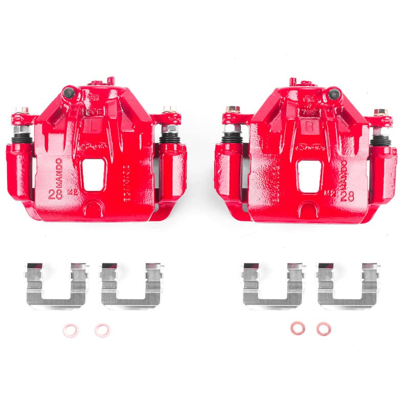 Power Stop S3096 Front Pair of High-Temp Red Powder Coated Calipers For Hyundai Azera 2006-2011, Hyundai Sonata 2006-2010, Kia Amanti 2007-2009 [Model Specific]