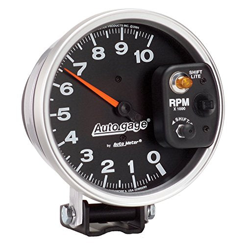 AUTO METER Autogage 233903 Monster Shift-Lite Tachometer,5.000 in.,Black dial/Silver bezel