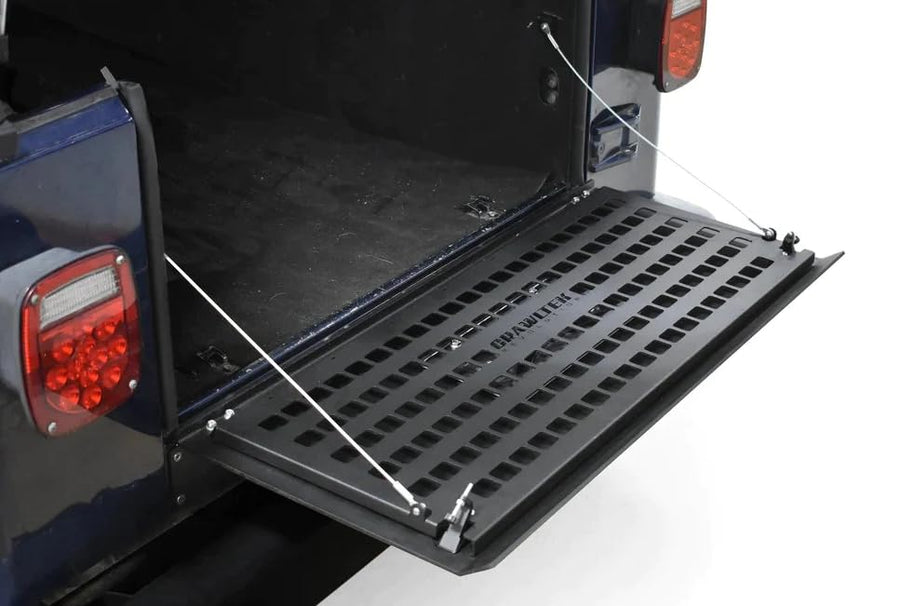 CrawlTek Drop Down Tailgate w/Molle Rack Compatible with 1987-2006 Jeep Wrangler YJ/TJ