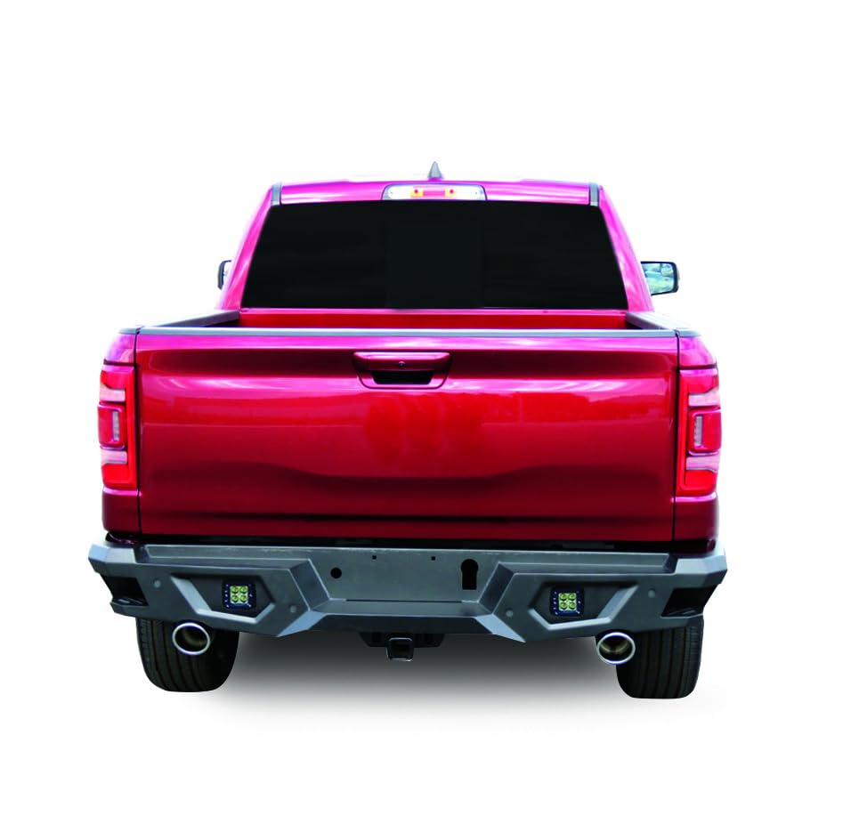 Super Heavy Duty Black Horse Armour Rear Bumper Matte Black Includes 1 set of 4in cube lights Compatible with 2019-2024 Ram 1500 (Incl. Rebel Trim & Excl. 19-24 Ram 1500 Classic)-ARB-RA19-KIT