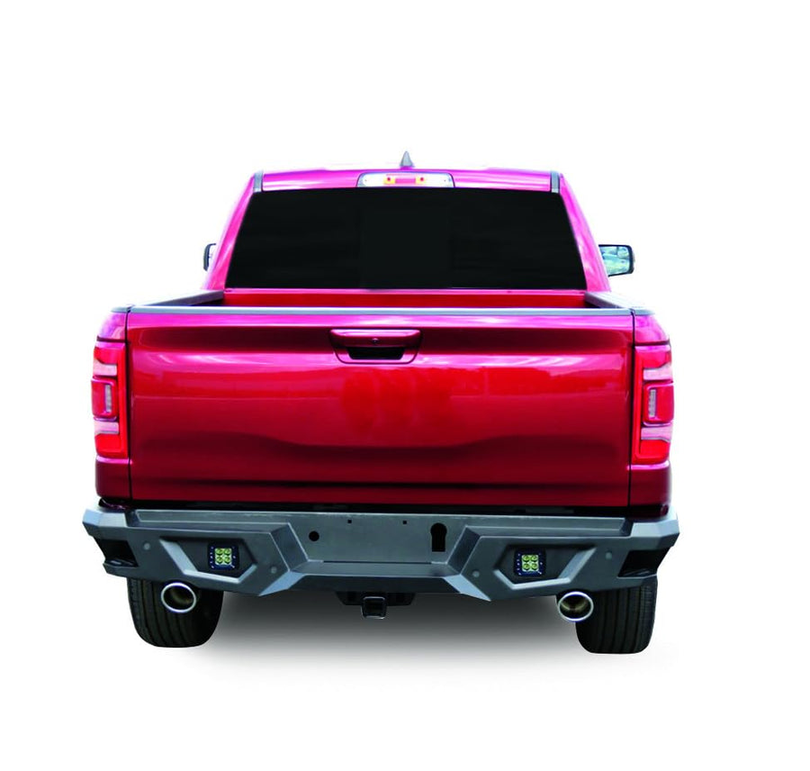 Super Heavy Duty Black Horse Armour Rear Bumper Matte Black Includes 1 set of 4in cube lights Compatible with 2019-2024 Ram 1500 (Incl. Rebel Trim & Excl. 19-24 Ram 1500 Classic)-ARB-RA19-KIT