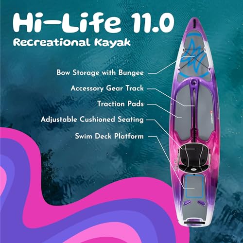 Hi Life 11 Kayak - Perception - Sit on Top Kayak - SUP/Paddleboard Hybrid Boat - Seat Storage/Cooler - 11 ft - Mystic