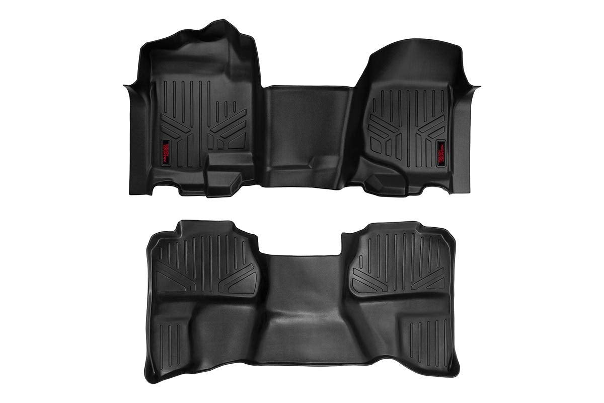 Rough Country Floor Mats for 07-13 1500/2500 Chevy/GMC | Extended Cab - M-21072 Black