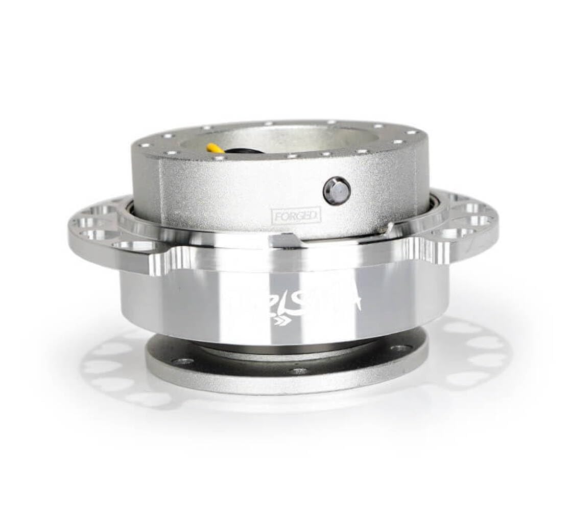 NRG Innovations Gen 2.0 Steering Wheel Quick Release Kit Adapter NRG-SRK-222SL-SL Silver Body/Shinny Chrome Heart Cutout Ring 6x70mm & 6x74mm Bolt Pattern