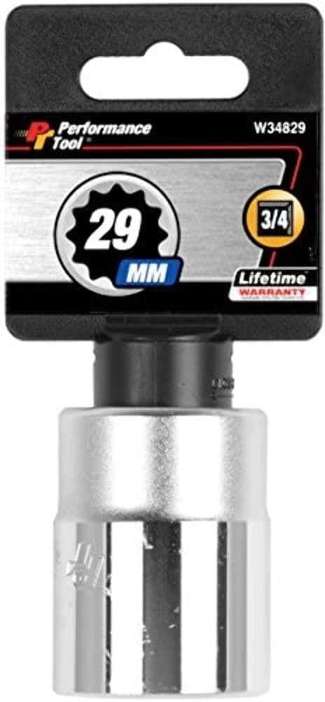 W34829 Performance Tool 3/4-Inch Drive 12-Point Standard Socket 29mm