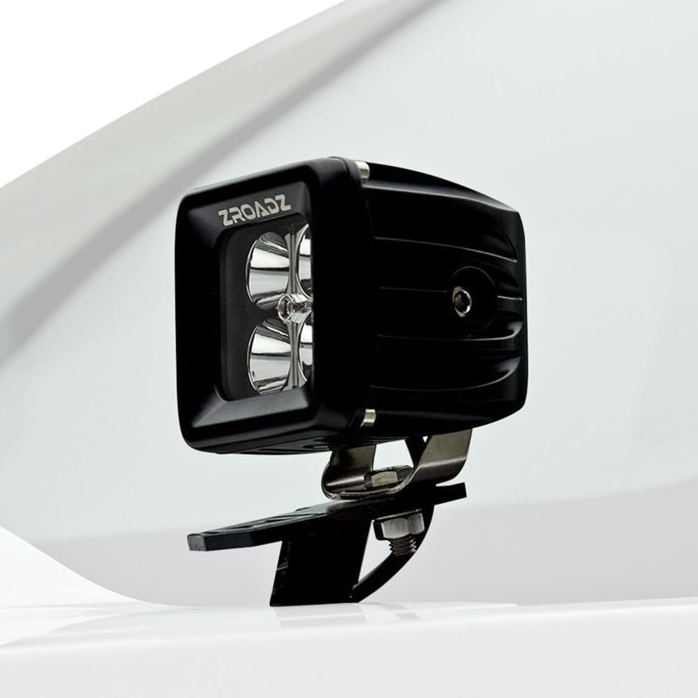 ZROADZ LED Ditch Hood Hinge Kit - Compatible w/ 2015-2019 Chevy Silverado 2500 3500 - Incl. (2) 3 Inch Pod LED Lights - Mild Steel Gloss Black Finish - Easy Bolt-On Installation - PN #Z361221-KIT2