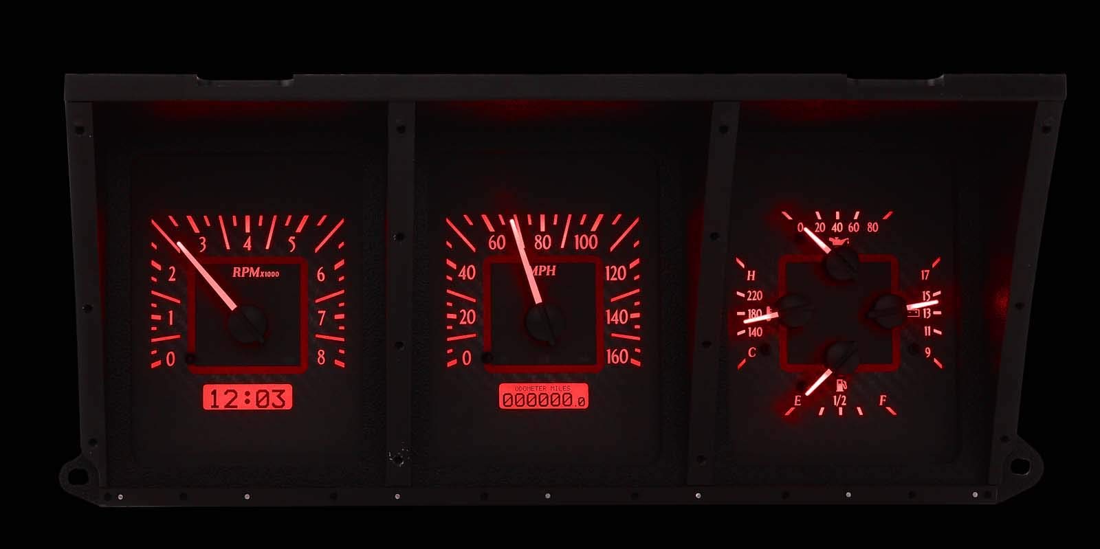 Dakota Digital VHX-73F-PU-K-R Dash Gauge System Compatible with 1973-79 Ford Pickup Truck Black Alloy Red Backlighting
