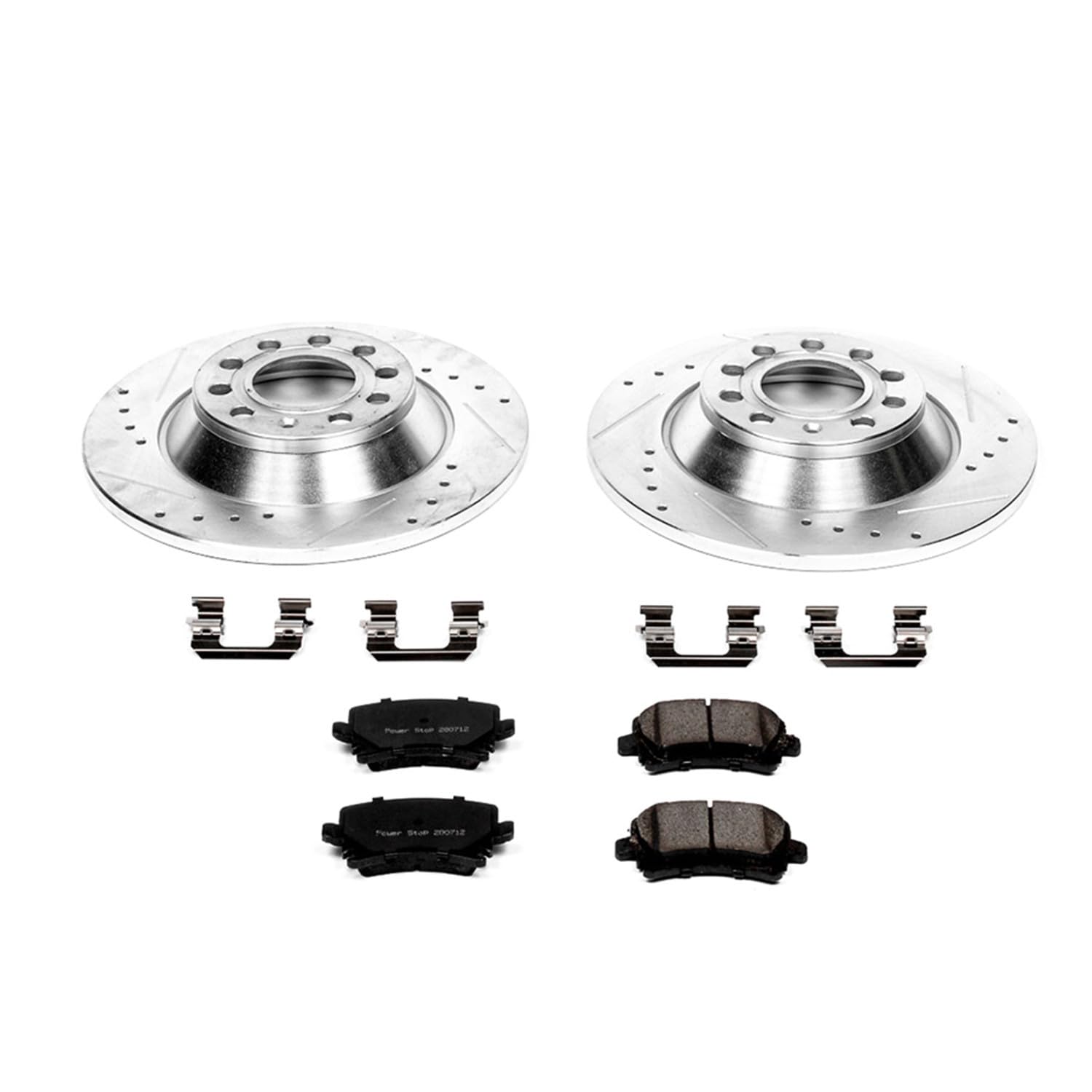 Power Stop K4625 Rear Brake Pads Z23 Carbon Fiber with Drilled & Slotted Brake Rotors Kit For Audi A6 2006-2011 | Audi A6 Quattro 2005-2008 [Vehicle Specific]