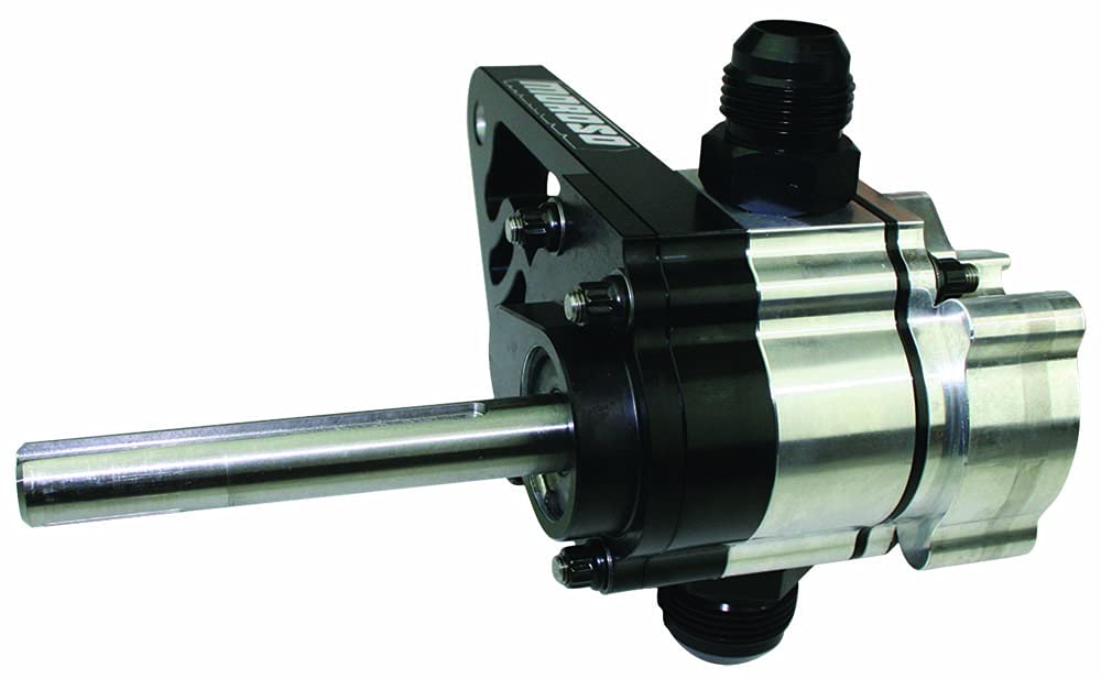 Moroso Single Stage 22322 External Oil Pump w/Fuel Pump Drive, Reverse Rotation, 1.2" Pressure Section, Left Side Mount