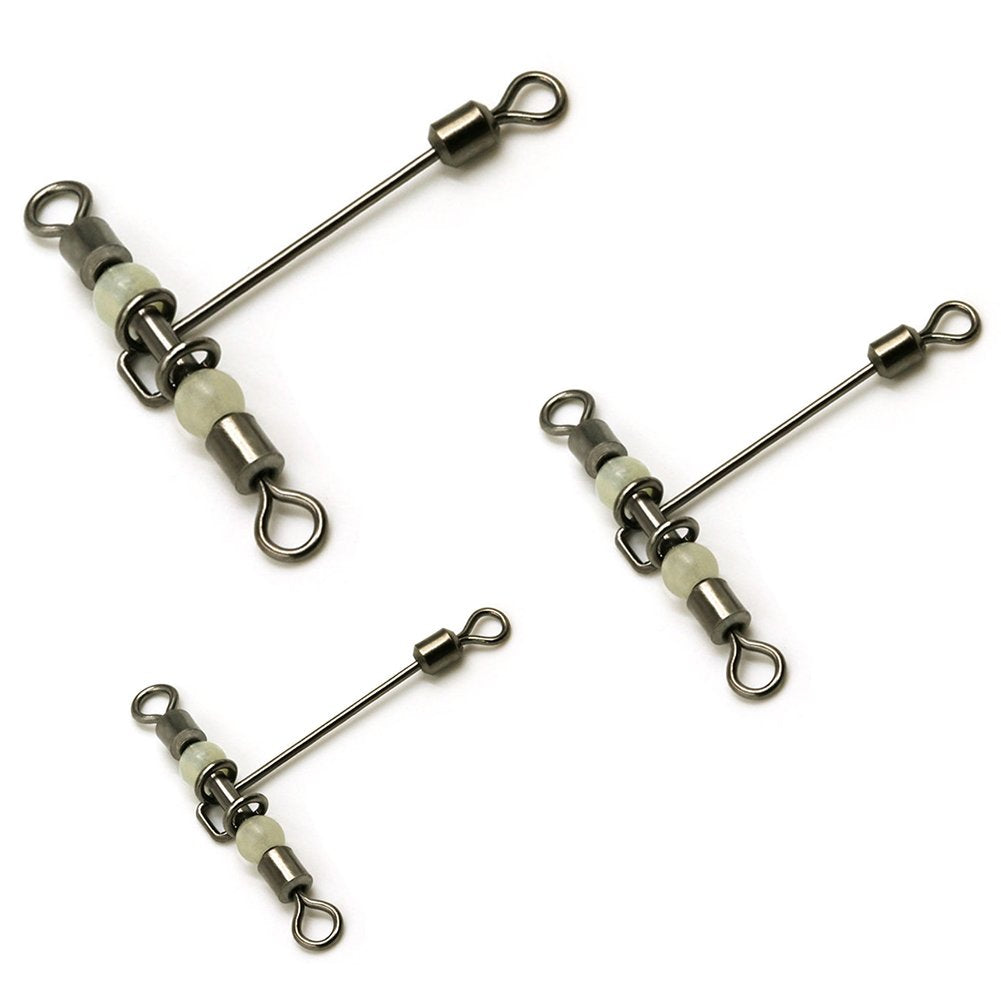 3 Way 10pcs Cross-line Rolling Swivel, T-shape Luminous Crossline Fishing Connector, Stainless Steel Swivels, Flexible Saltwater Tackle