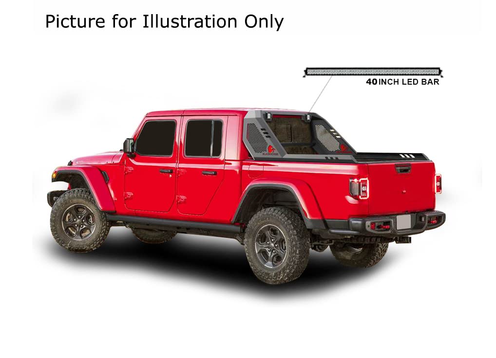 Vigor Black Horse Roll Bar Modular Black W/40 LED Light Bar Compatible with 2020-2024 Jeep Gladiator-VIRB09B-KIT