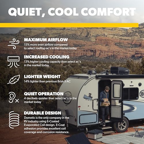 Dometic 3 Series FreshJet, RV Rooftop Standard Air Conditioner, 13.5K BTU, Black, Cool Only, No Pre-Installed Controls, Single or Multi-Zone