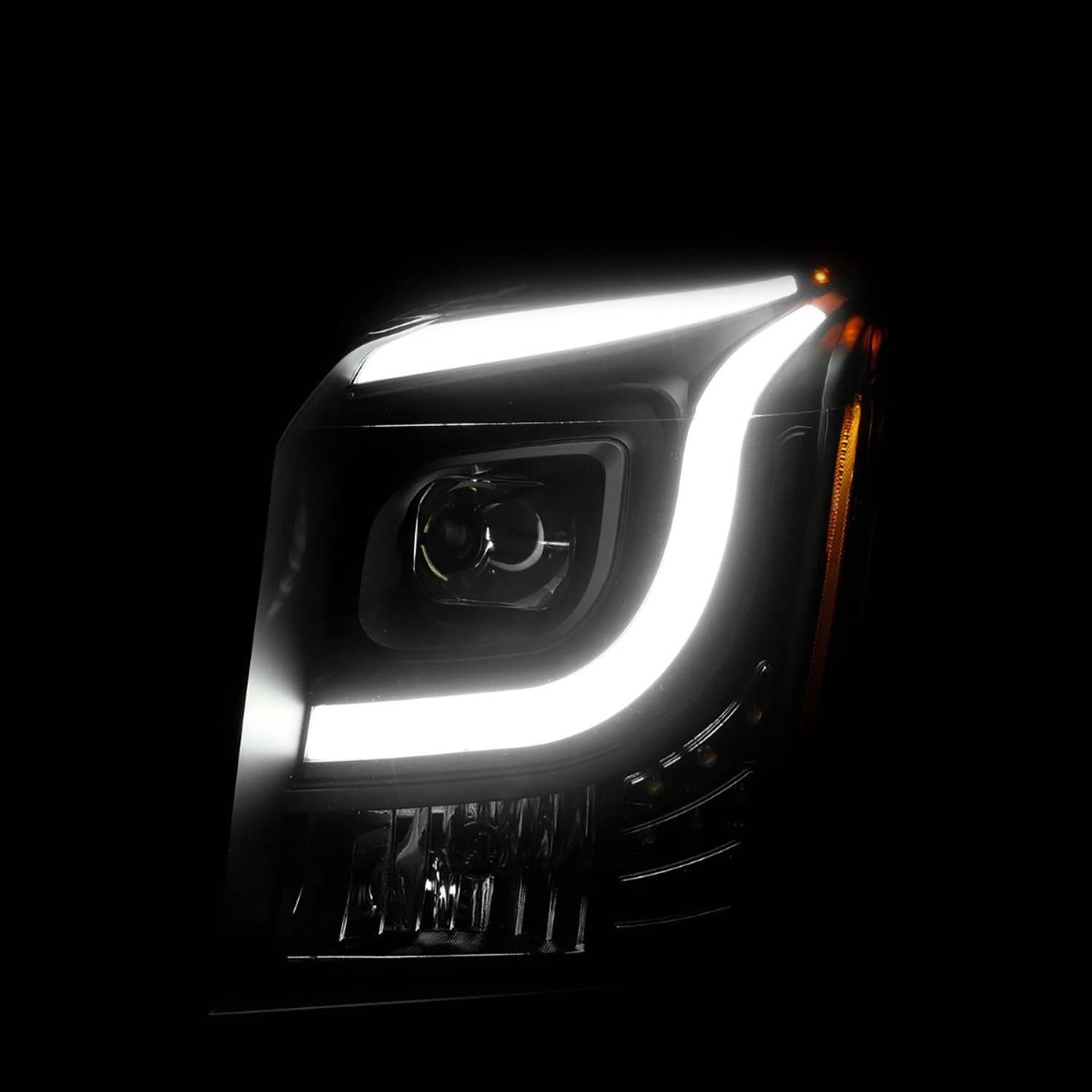 Anzo (111535) 15-17 GMC Yukon/Yukon XL Projector Headlights Clear Lens/Black Housing (w/Light Bars)