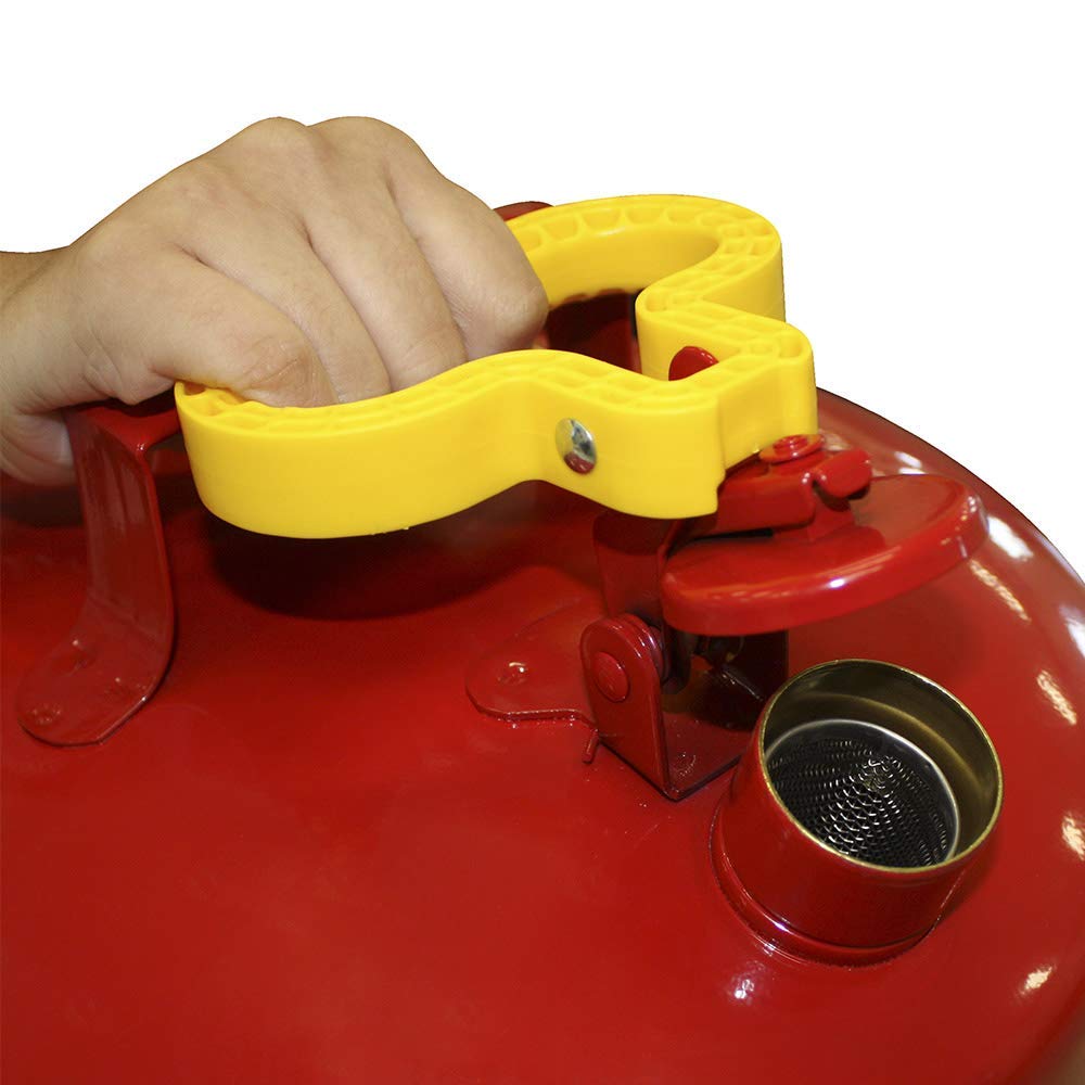 2 Gallon Eagle Type I Red Safety Gas Can for Gasoline with Flame Arrester, Self-Closing Lid, and F-15 Funnel, Made in the USA, Galvanized Steel Flammable Storage Can, UI20FS