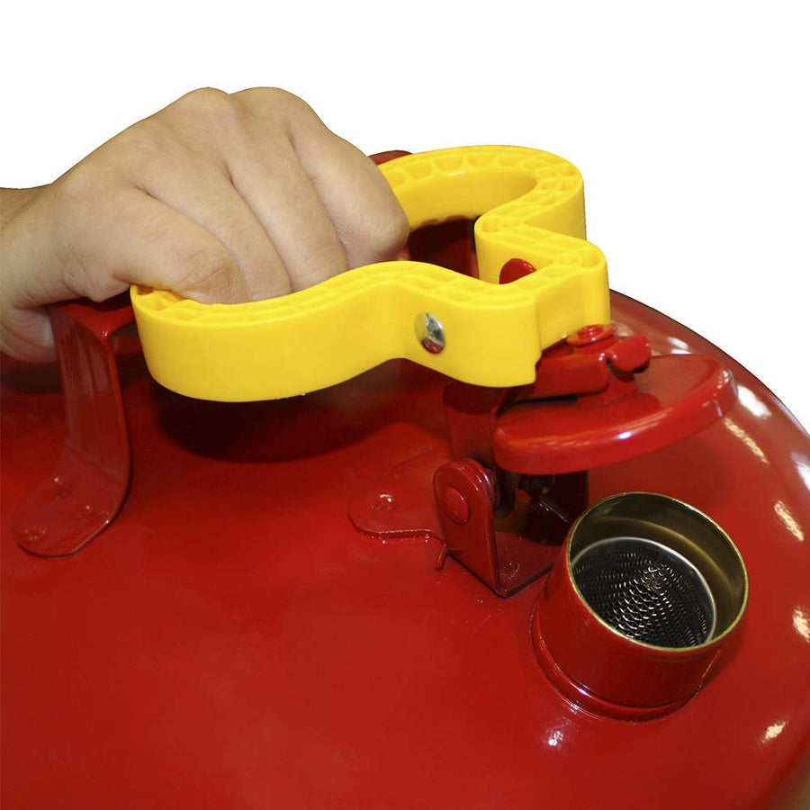 2 Gallon Eagle Type I Red Safety Gas Can for Gasoline with Flame Arrester, Self-Closing Lid, and F-15 Funnel, Made in the USA, Galvanized Steel Flammable Storage Can, UI20FS
