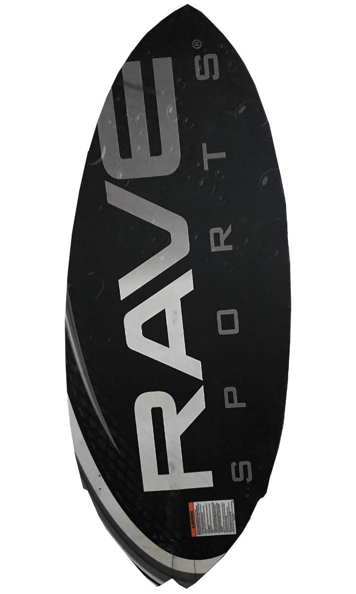 Fractal Wake Surf Board RAVE Sports, 59" x 22", Consistent Weight Distribution and Control, Compressed Molded Fiberglass, Foam Core, Kicktail Design, 3 Fins, Textured EVA Pad, Max Weight 250 lbs